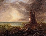 Thomas Cole Romantic landscape with Ruined Tower oil painting artist